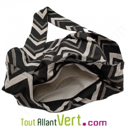 Sac Bandoulire en Toile noire et blanc, en Coton Bio